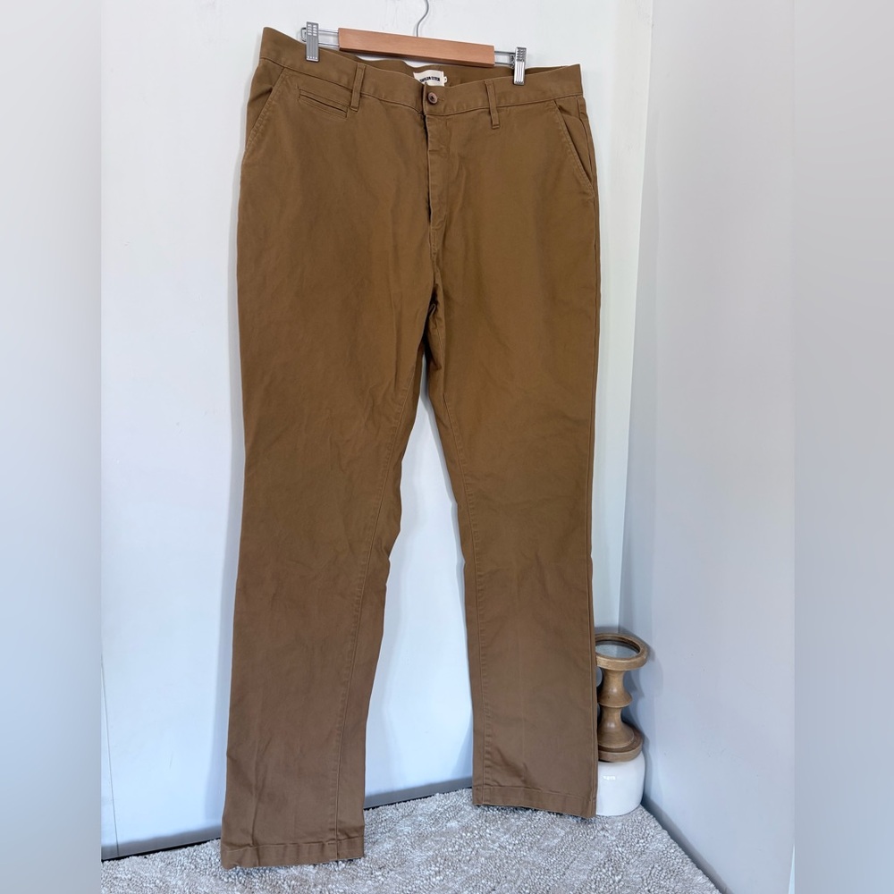 TAYLOR STITCH MEN 38 DEMOCRATIC Brown Tan Fit Foundation Pants Pockets Zip NWOT